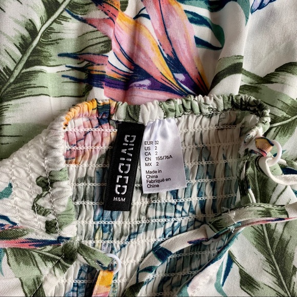 H&M divided white tropical bird mini dress size 2 - Picture 6 of 7